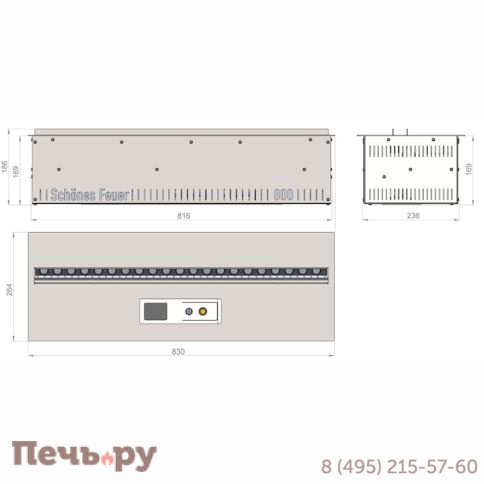 Электрический паровой камин Schones Feuer 3D FireLine 800 Pro Со стальной крышкой фото 6