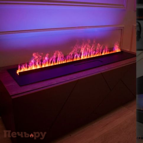 Электрический паровой камин Schones Feuer 3D FireLine 800 со стальной крышкой фото 2