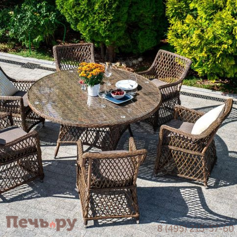 Эспрессо 4SiS плетеный круглый стол, диаметр 150 см, цвет коричневый фото 3