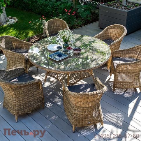 Эспрессо 4SiS плетеный круглый стол, цвет соломенный фото 2