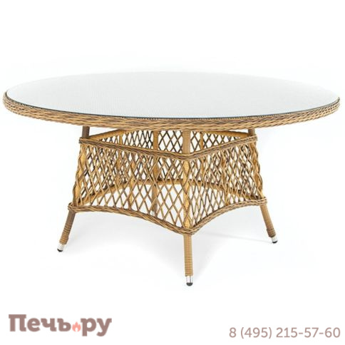 Эспрессо 4SiS плетеный круглый стол, цвет соломенный фото