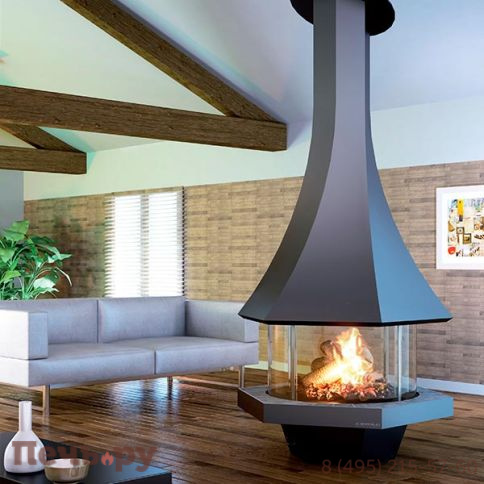 Готовый камин Bordelet Eolia 907 центральный со стеклом фото 2