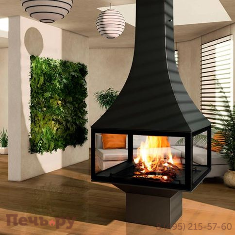 Готовый камин Bordelet Julietta 985 центральный на ноге со стеклом фото