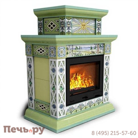 Готовый камин КимрПечь Билибин двухъярусный художественный центральный с топкой Астов К7454 фото