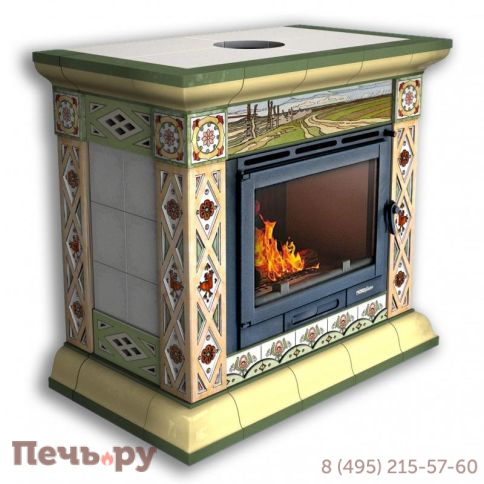 Готовый камин КимрПечь Билибин пристенный художественный фото