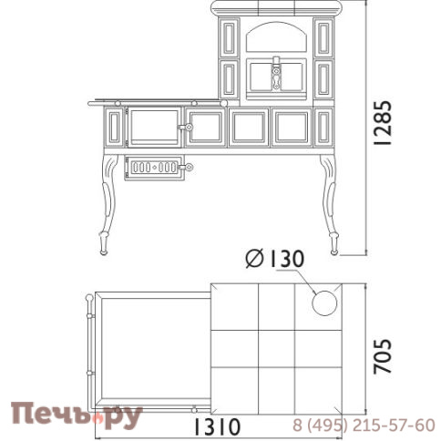 Кафельная печь ABX большая плита фото 7