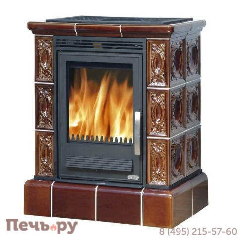 Кафельная печь ABX Helvetia LP, с чугунной топкой, с кафельным цоколем фото