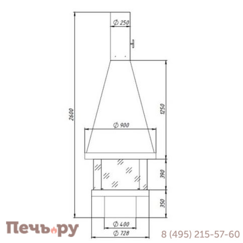 Камин Fabrica Nametkin N-2 без стекла, столешница-камушки фото 2