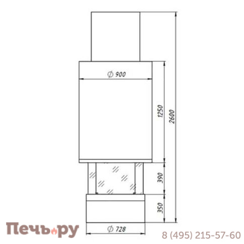 Камин Fabrica Nametkin N-4 без стекла, столешница-камушки фото 2