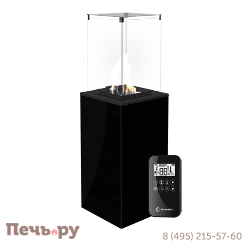Камин газовый Kratki Patio G31/37MBAR/CZ - черное стекло фото