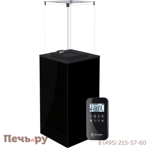Камин газовый Kratki Patio MINI/G31/37MBAR/CZ - черное стекло фото
