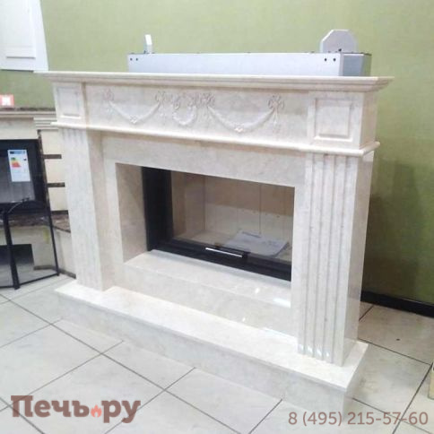 Камин из мрамора Вашингтон Крема Нова с топкой Romotop Heat 3G L 88.50.01 фото 4