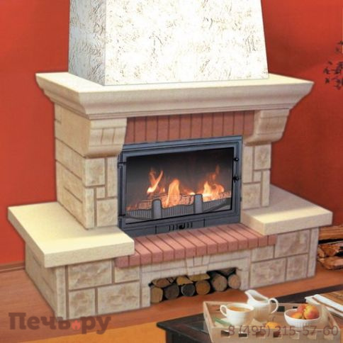 Камин Мета (облицовка Брио и топка Эльба 700 П) фото