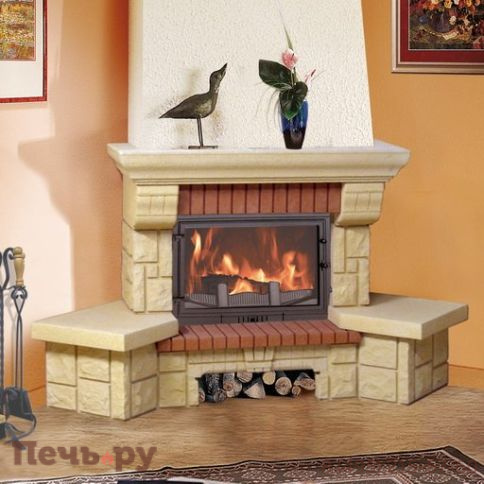 Камин Мета (облицовка Опус и топка Эльба 700 П) фото