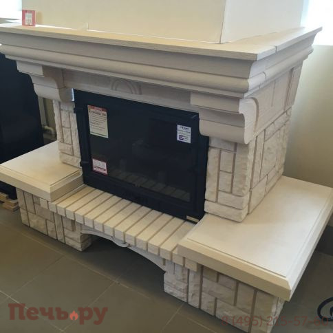 Камин Мета (облицовка Соло (белая) и топка Промо Ш) фото 7