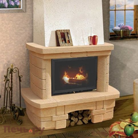 Камин Мета (облицовка Сопрано и топка Эльба 700 Аква Ш) фото