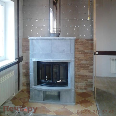 Камин накопительного типа Теплый камень FS 2 +дровница+основание  (цена без топки) фото 5
