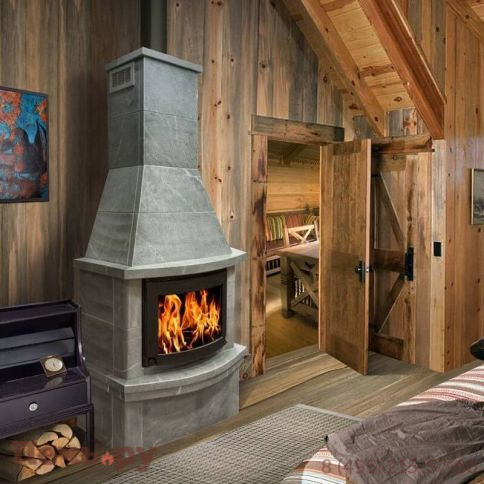 Камин накопительного типа Теплый камень FS 7 - 1 с дровником и основанием  (цена без топки) фото 2