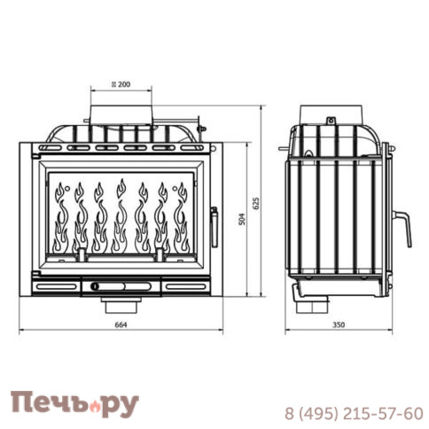 Каминная чугунная топка Kaw-Met W13A 11,5 kW Eko фото 8