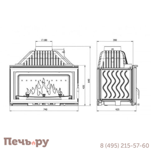Каминная чугунная топка Kaw-Met W15 12кВт фото 8