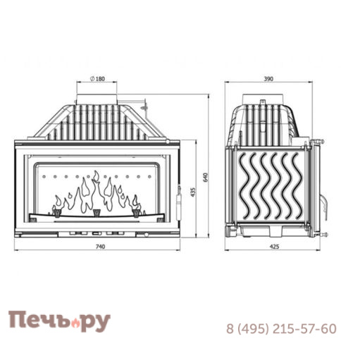 Каминная чугунная топка Kaw-Met W16 14,7кВт фото 9