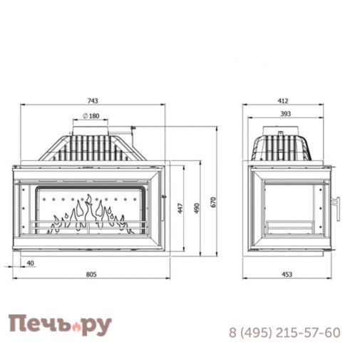 Каминная чугунная топка Kaw-Met W16 14,7кВт LB фото 13