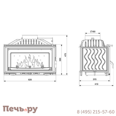 Каминная чугунная топка Kaw-Met W16 9,4кВт Eko фото 8