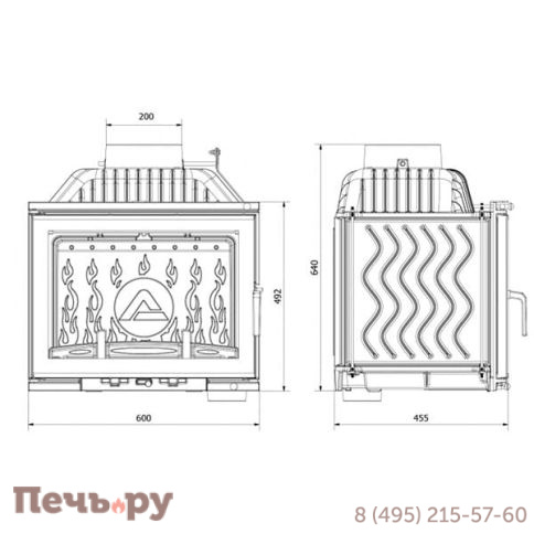 Каминная чугунная топка Kaw-Met W17 14 кВт Dekor фото 11