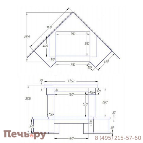 Каминная облицовка ЭкоКамин Нарцисс угловая фото 2