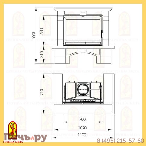 Каминная облицовка Мета Лира 700 серия Музыка огня фото 2