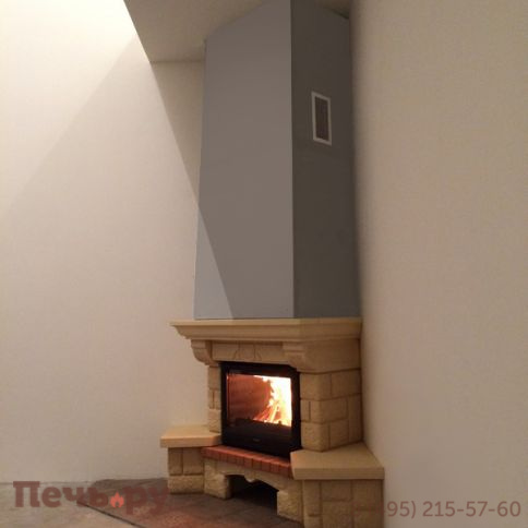 Каминная облицовка Supra Russia Bolero SR, желтая, с каменной балкой фото 5