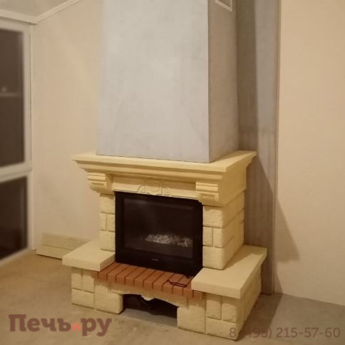 Каминная облицовка Supra Russia Sardane SR, желтая, с каменной балкой фото 3