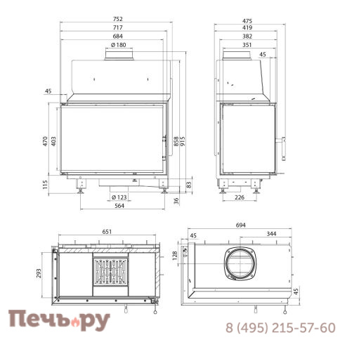 Каминная топка Aston Ministr 11.680 L/R фото 8