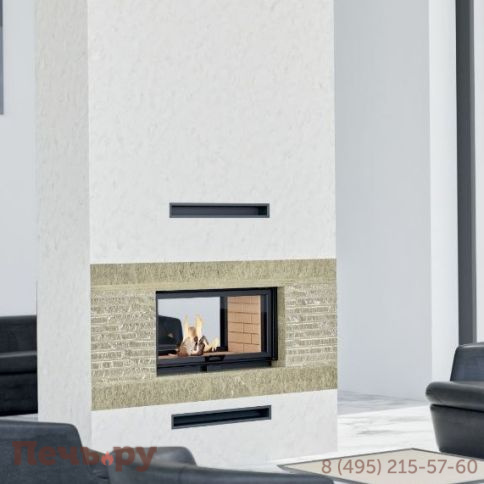 Каминная топка Echa Tech  ECT Double 90x51/V 15 кВт, 900/510, туннель, футеровка вермикулит фото 2
