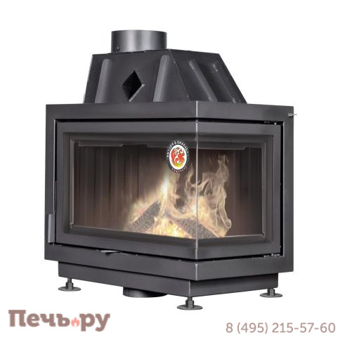 Каминная топка ЭкоКамин Альфа 700 2 стекла с черным шамотом фото