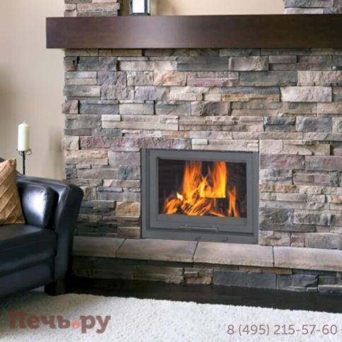 Каминная топка ЭкоКамин Альфа 700КВ (150 мм) с контргрузом черный шамот фото 2