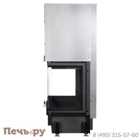 Каминная топка ЭкоКамин Дельта 1000 PВ три стекла подовое горение принтинг черный шамот фото 10