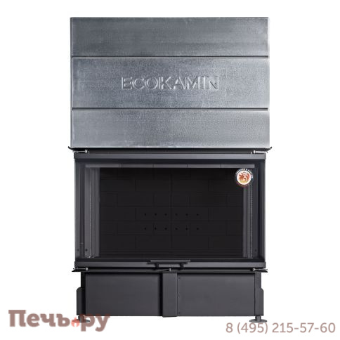 Каминная топка ЭкоКамин Дельта 1000 PВ три стекла подовое горение принтинг черный шамот фото 3
