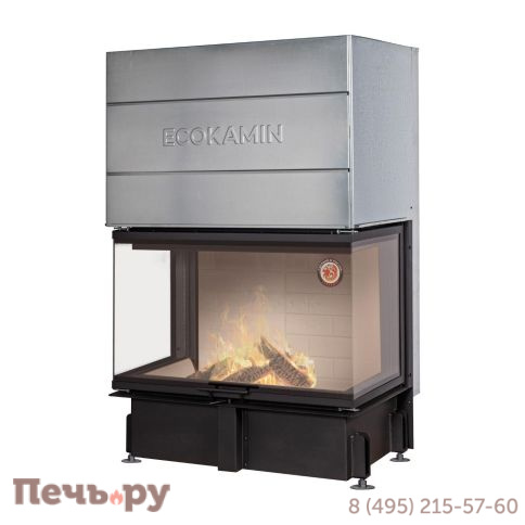 Каминная топка ЭкоКамин Дельта 1000 Р три стекла подовое горение принтинг фото