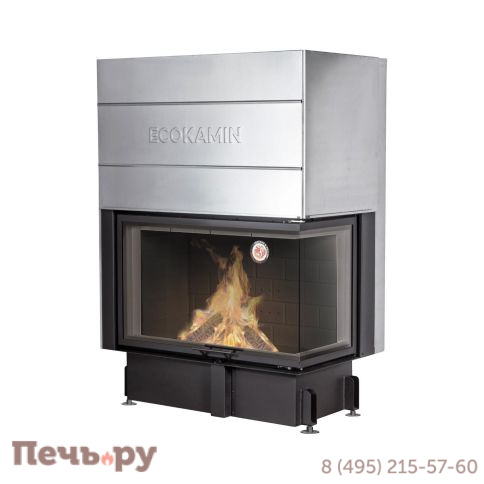 Каминная топка ЭкоКамин Дельта 1000B два стекла черный шамот фото 2