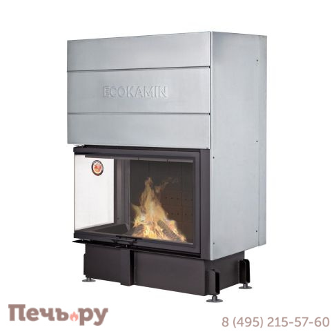 Каминная топка ЭкоКамин Дельта 1000B два стекла черный шамот фото
