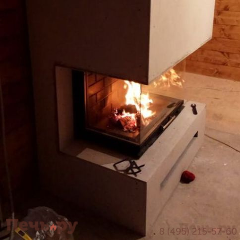 Каминная топка ЭкоКамин Дельта 800 P три стекла принтинг подовое горение фото 4