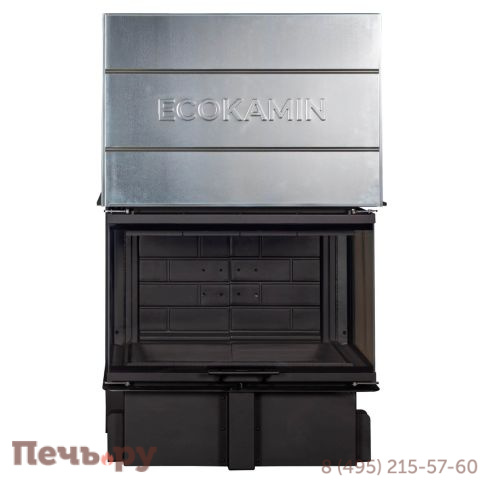 Каминная топка ЭкоКамин Дельта 800B три стекла черный шамот принтинг фото 11