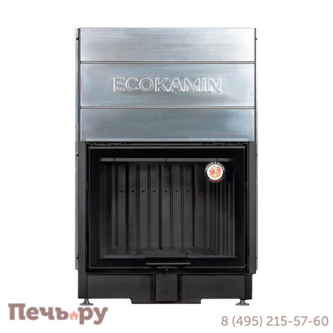 Каминная топка ЭкоКамин Вега 800 PB подовое горение принтинг черный шамот фото 2