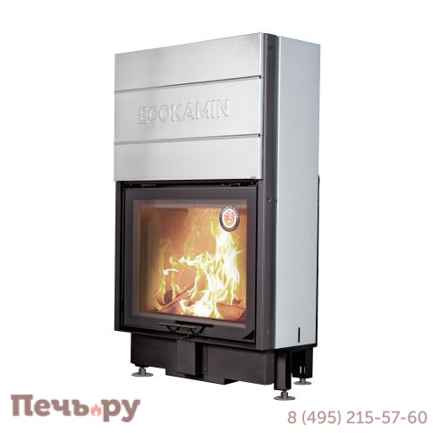 Каминная топка ЭкоКамин Вега 800 PB подовое горение принтинг черный шамот фото