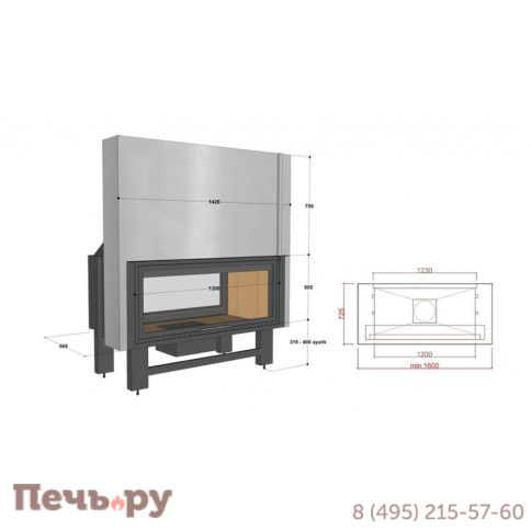 Каминная топка FireHursan H2HC 130 T фото 2