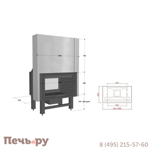 Каминная топка FireHursan H2HC 90 фото 2