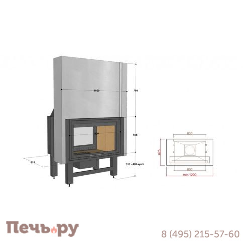 Каминная топка FireHursan H2HC 90 T фото 2