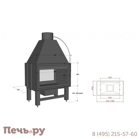 Каминная топка FireHursan H2HC 90 Y фото 2
