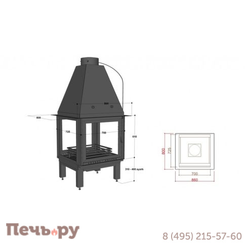Каминная топка FireHursan H4HC 70 Y фото 2